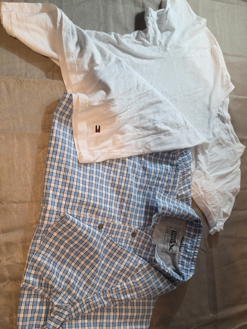 Tommy Hilfiger White Cotton T-Shirt with Blue & White Check Boxer Shorts